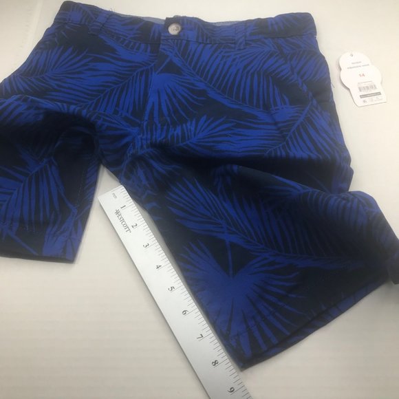 Wonder Nation Boy's Size 14 Adjustable Waist Flat Front Short Blue Palm Leaf New - Picture 9 of 13